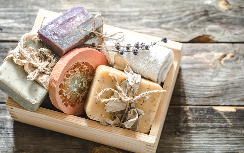 A small image of a display of handmade soaps