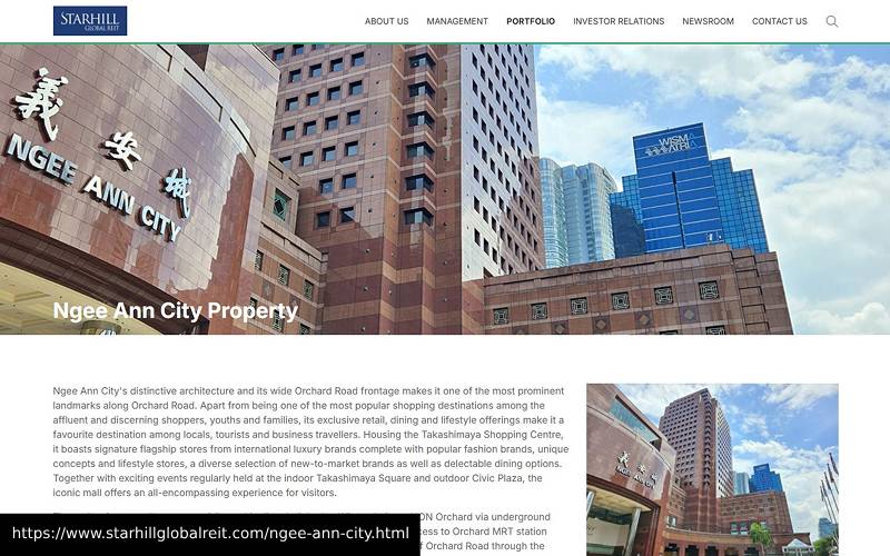 A screenshot of Starhill Global REIT’s website