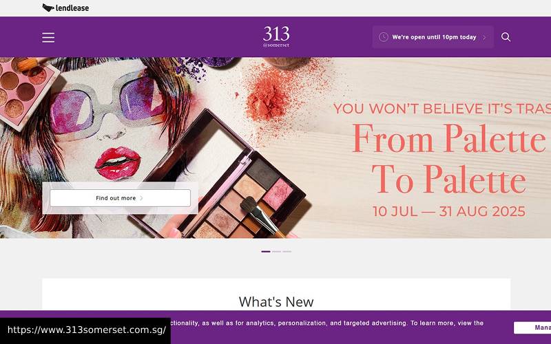 A screenshot of the website of 313@somerset