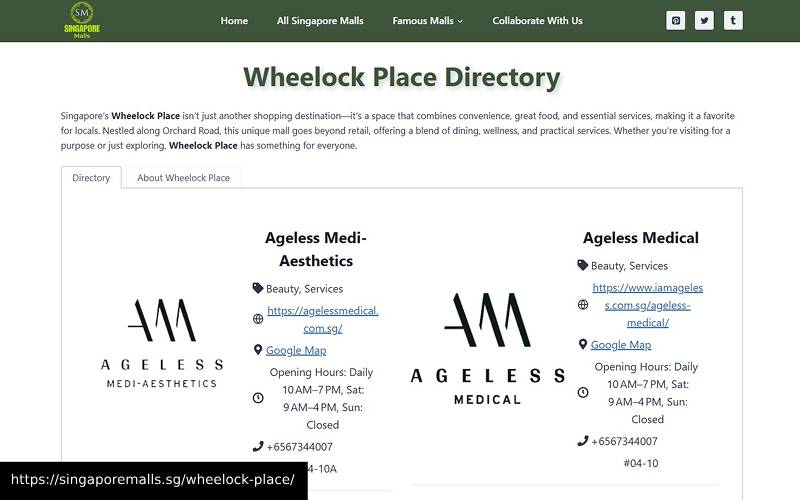 A screenshot of the website of Wheelock Place