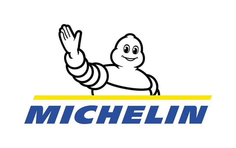 Michelin logo with the Michelin Man waving above the word “MICHELIN” in blue letters